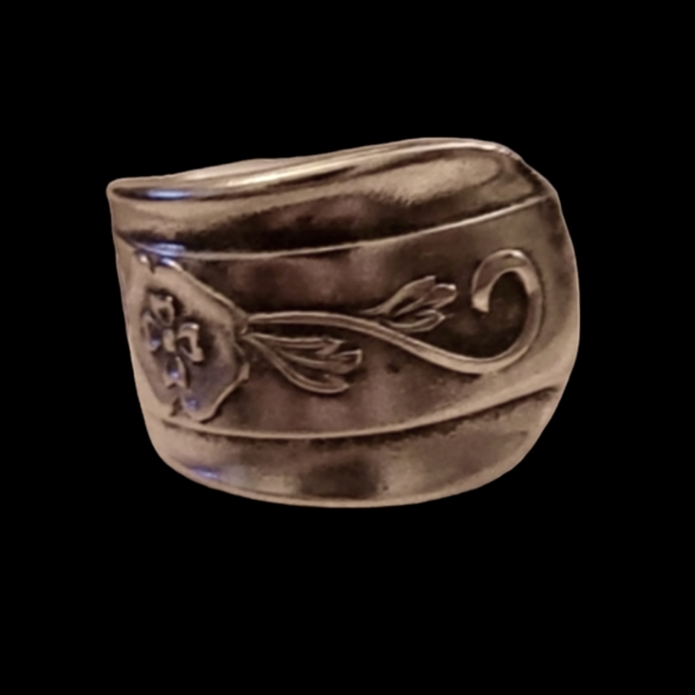 Cute Size 4 Vintage Spoon Ring Cold Hand Forged